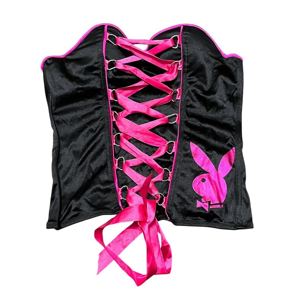Y2K Playboy Lace Up Corset